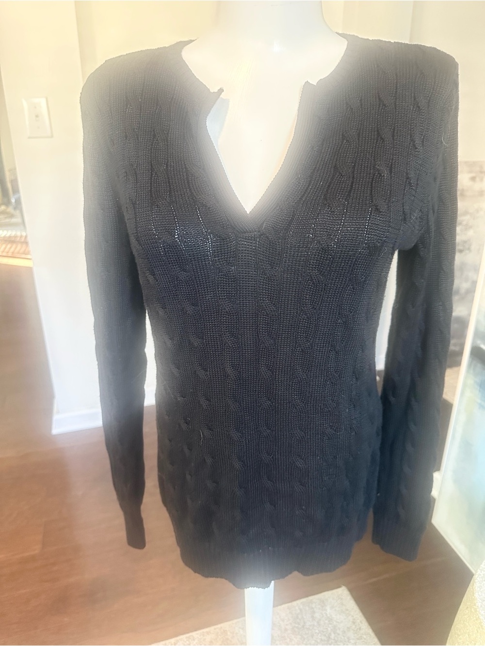 Lauren Ralph Lauren Black Cable Knit Sweater M